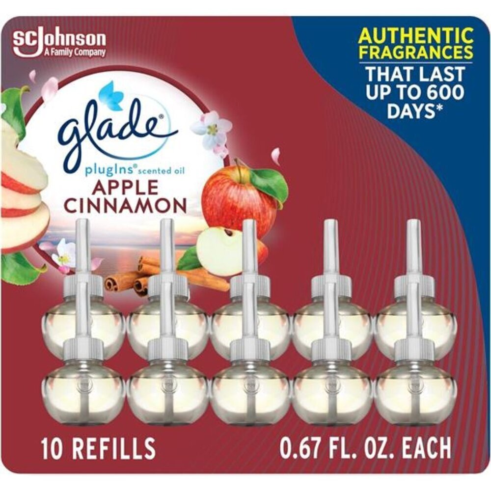 Glade PlugIns Air Freshener Refills Apple Cinnamon Scented Oil Home 10 Pack